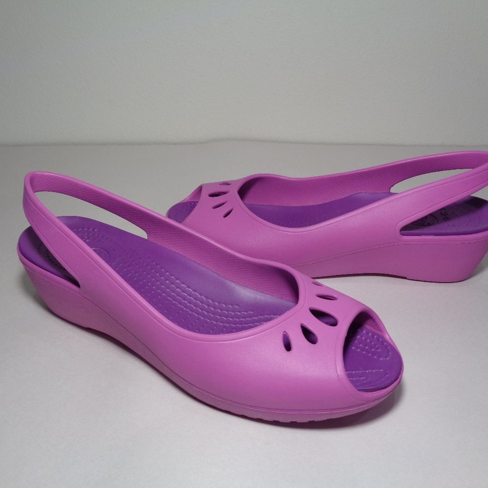 Crocs Size 10 MABYN MINI WEDGE Orchid New Sandals